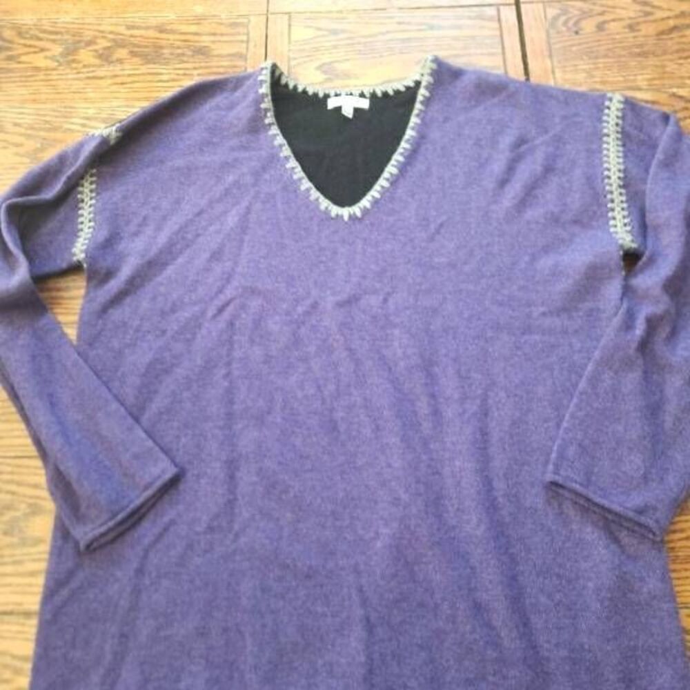 Johnny Was The Whipstitch V Neck Pullover ‑ Color Block cashmere wool blend sz L